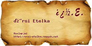 Örsi Etelka névjegykártya